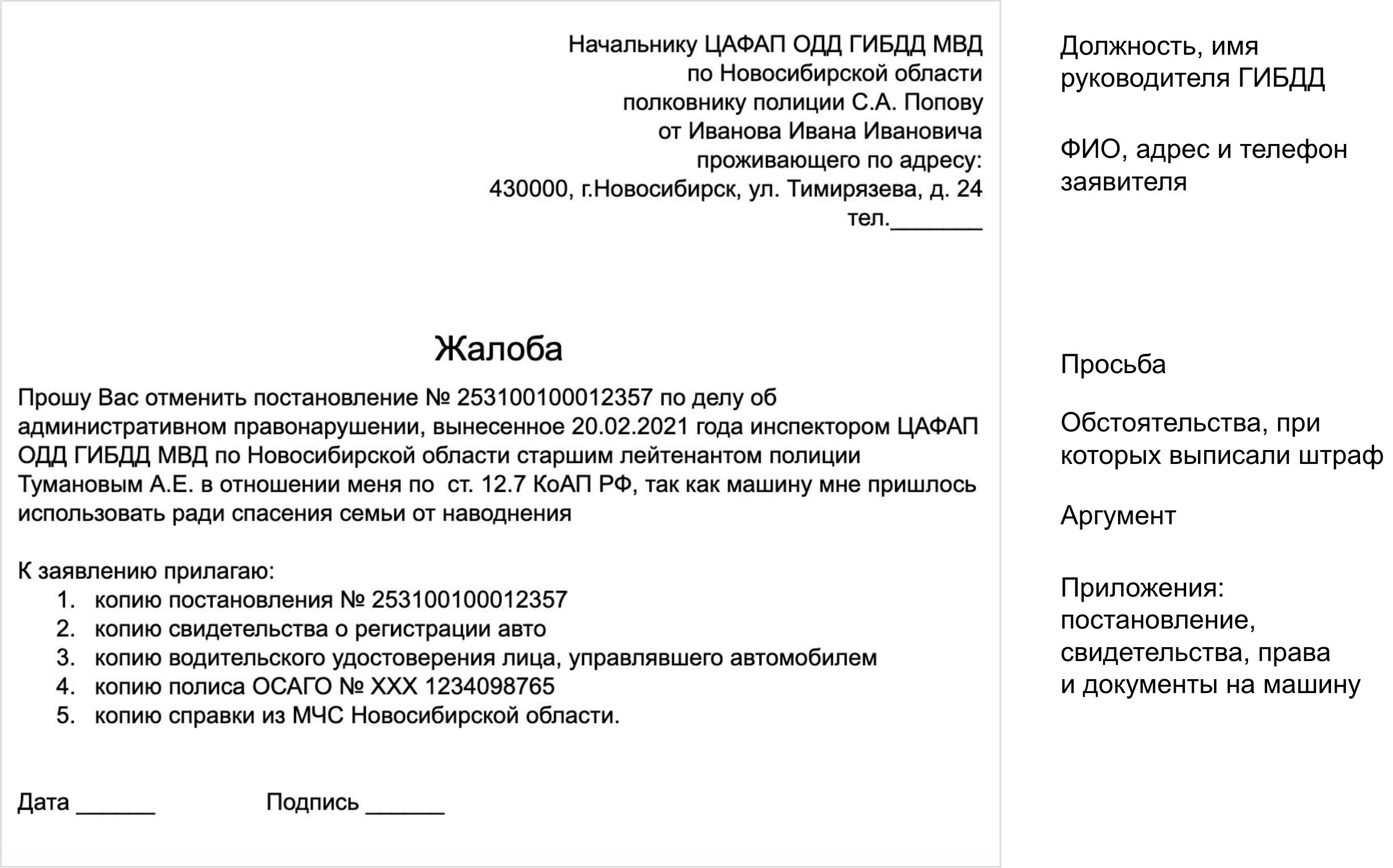 Используйте шаблон жалобы, чтобы отменить штраф Используйте шаблон жалобы, чтобы отменить штраф